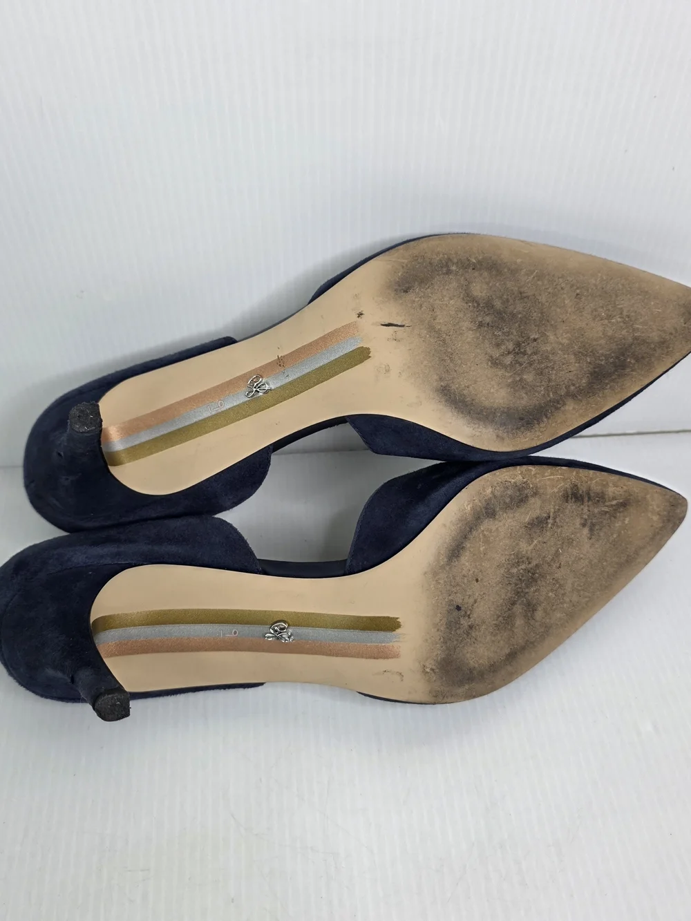 Classic Sam Edelman Navy Suede Pointed-Toe D'Orsay Pumps